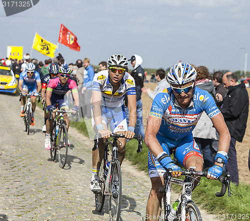 Image of Group of Cyclists- Paris Roubaix 2014