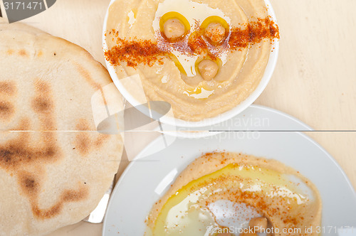 Image of Hummus with pita bread 