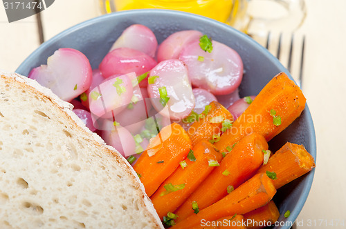 Image of steamed  root vegetable on a bowl