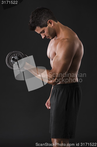 Image of Muscular man lifting weights