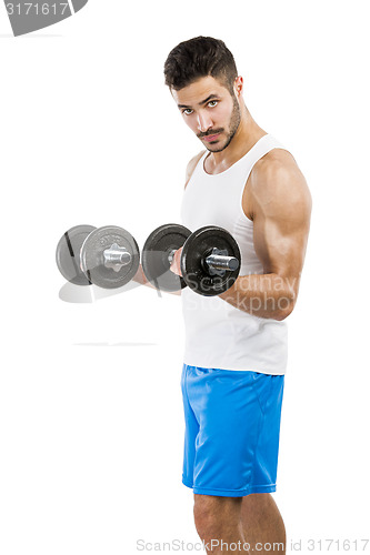 Image of Athletic man lifting weights