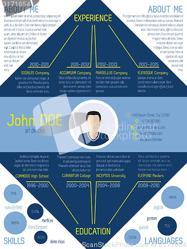 Image of Modern cv resume in blue and green colors