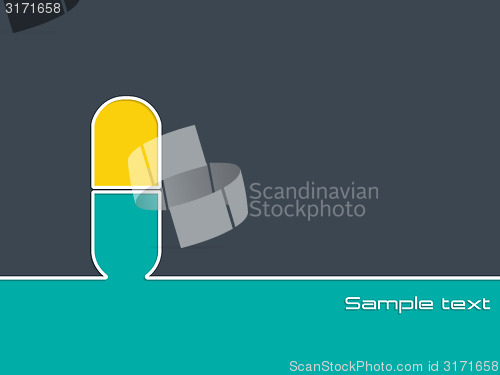 Image of Simple medical advertising background with pill silhouette