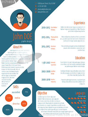 Image of Resume cv template with photo and details