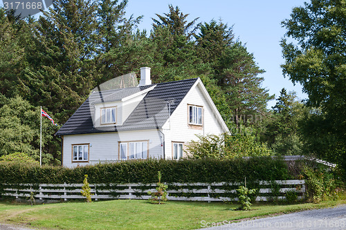 Image of Traditional white wooden house in Norway