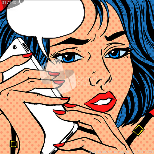 Image of Girl phone talk Pop art vintage comic