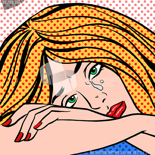 Image of girl crying Pop art vintage comic