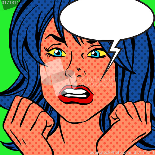 Image of Pop art angry vintage woman comic bubble