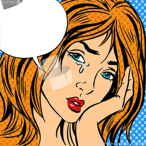 Image of Girl cry Pop art vintage comic