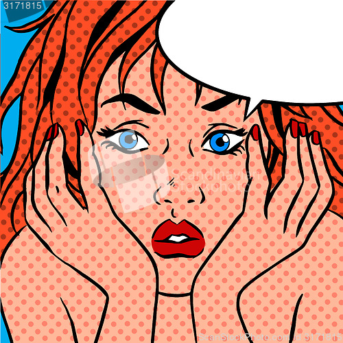 Image of girl shocked Pop art vintage comic