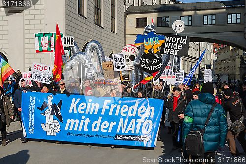 Image of European anti-NATO peaceful protest demonstration