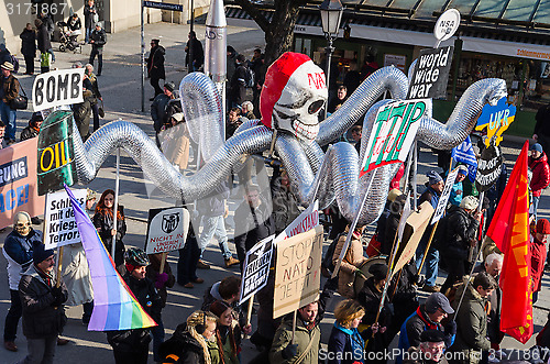 Image of Procession against expansion of presence North Atlantic Alliance