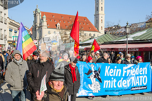 Image of Anti-NATO protest march against aggressive policy USA in Europe