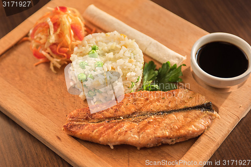 Image of Grilled salmon with rice