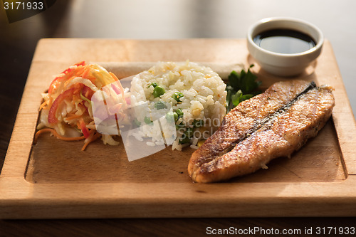 Image of Grilled salmon with rice