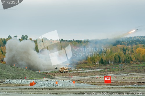 Image of Rocket launch by TOS-1A system