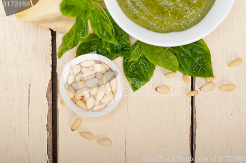 Image of Italian basil pesto sauce ingredients