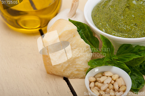 Image of Italian basil pesto sauce ingredients