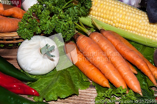 Image of Carrots and fresh greenery