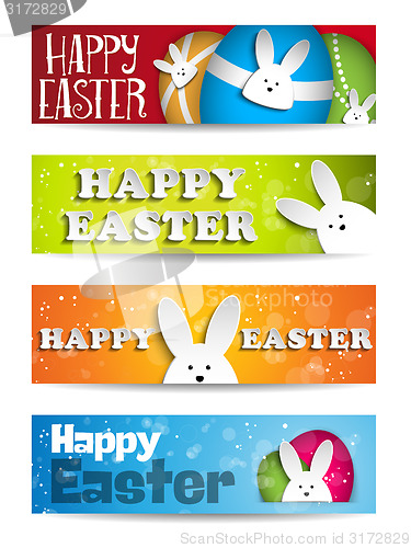 Image of Happy Easter Rabbit Bunny Set of Banners