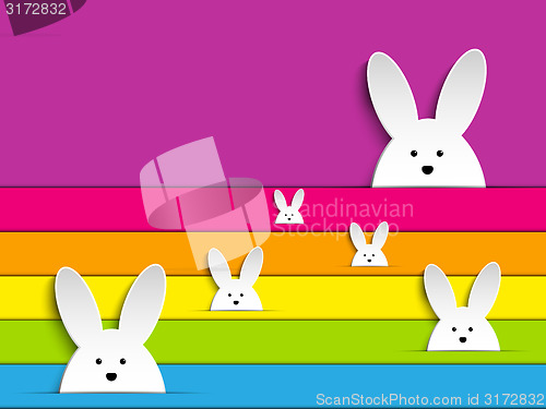 Image of Happy Easter Rabbit Bunny on Rainbow Background