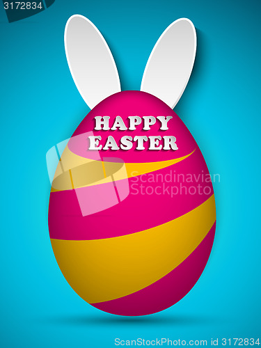 Image of Happy Easter Rabbit Bunny on Blue Background