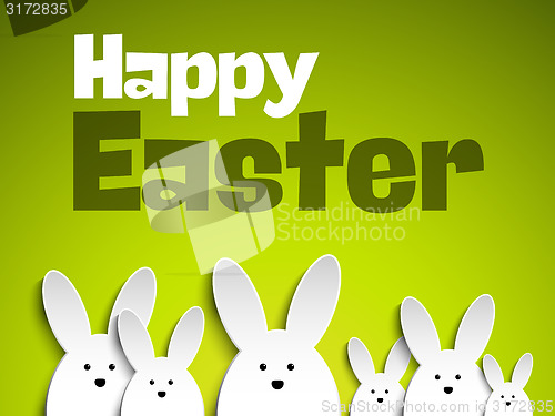 Image of Happy Easter Rabbit Bunny on Green Background