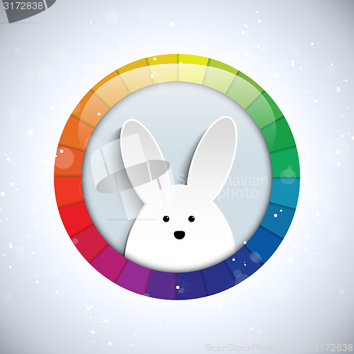 Image of Happy Easter Rabbit Bunny on Rainbow Background