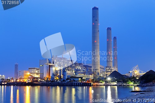 Image of power plant at night