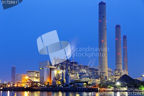 Image of power plant at night