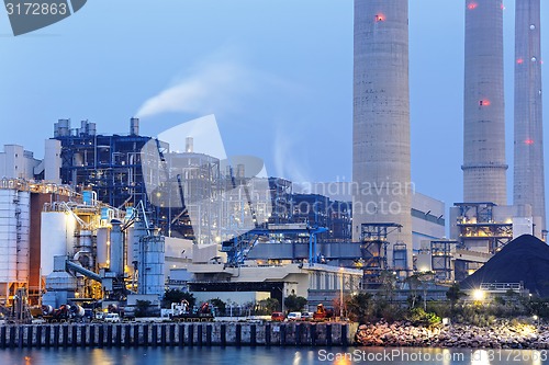 Image of power plant at night