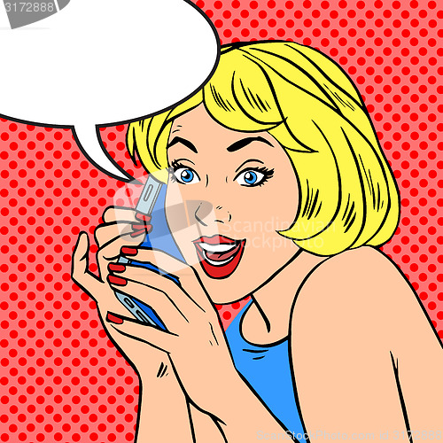 Image of Girl phone talk joy Pop art vintage comic