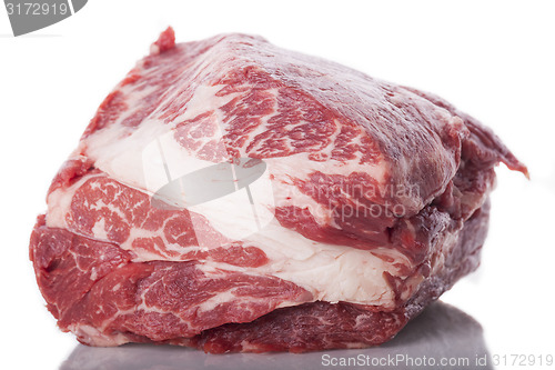 Image of Fresh Slice of Beef Meat on White Background