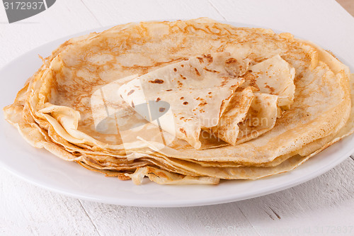 Image of Delicious Pancakes on Plate Served