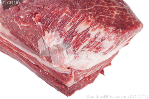 Image of Fresh Slice of Beef Meat on White Background