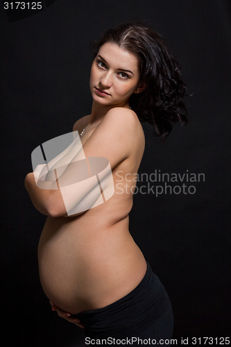 Image of Pregnant woman posing nude