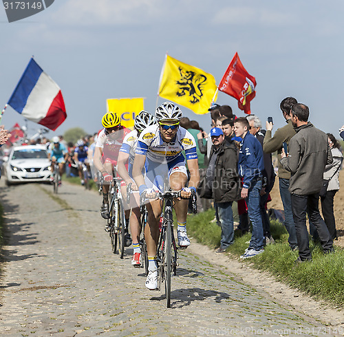 Image of Group of Cyclists- Paris Roubaix 2014