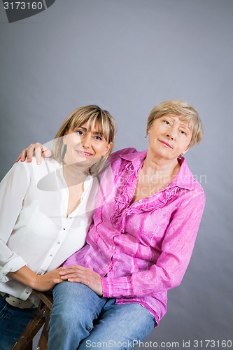 Image of Senior lady with her middle-aged daughter