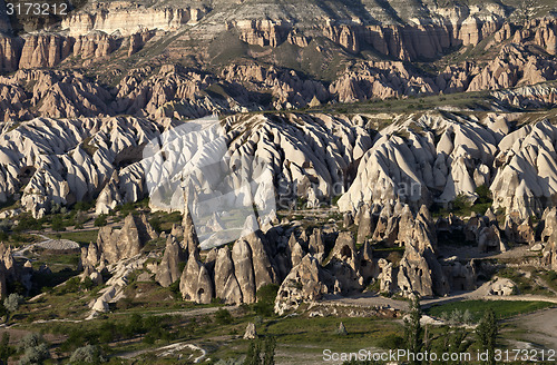 Image of View on evening Cappadocia valley in spring