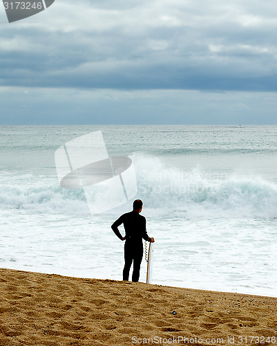 Image of Surfer Waiting for Waves