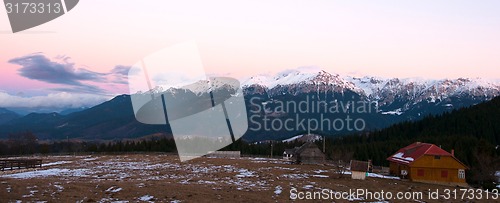 Image of Romantic sunset in mountain