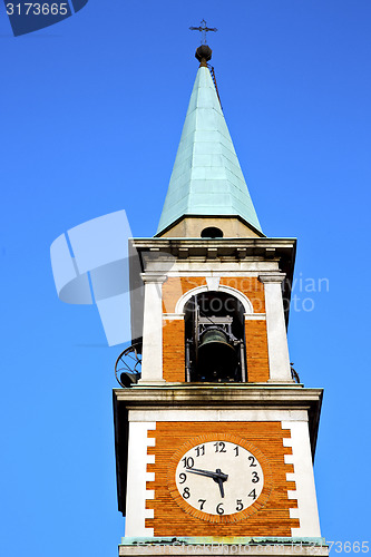 Image of olgiate olona old  and church tower bell sunny day 