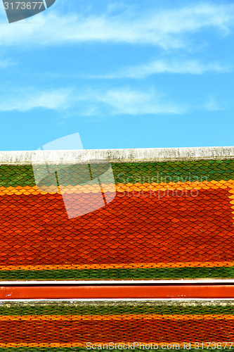 Image of  bangkok  asia  thailand abstract cross colors roof wat  palaces