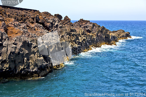 Image of hervideros brown rock in white  