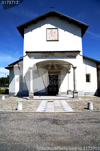 Image of  church  in  the villadosia  old   closed brick tower italy  lom