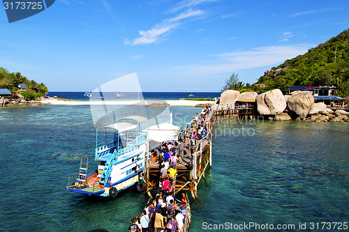 Image of crewd in thailand kho tao bay abstract of a  water   south china