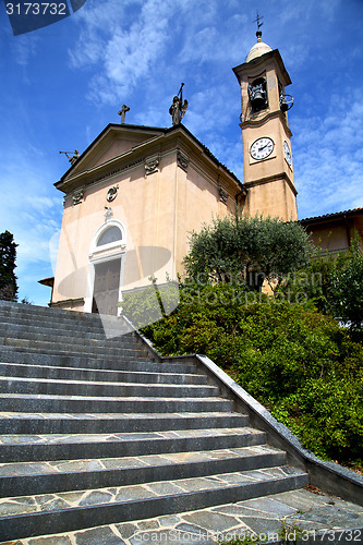 Image of  lombardy    in  the jerago old   church  closed brick tower 