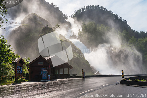 Image of Latefossen (Latefoss) - one of the biggest waterfalls in Norwa