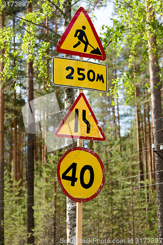 Image of road signs. repair