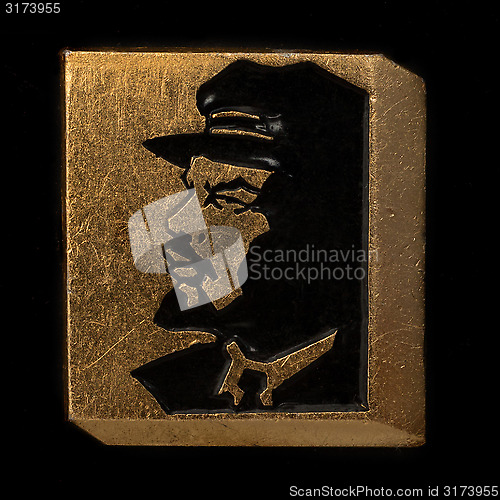 Image of Soviet badge Lenin black  profile